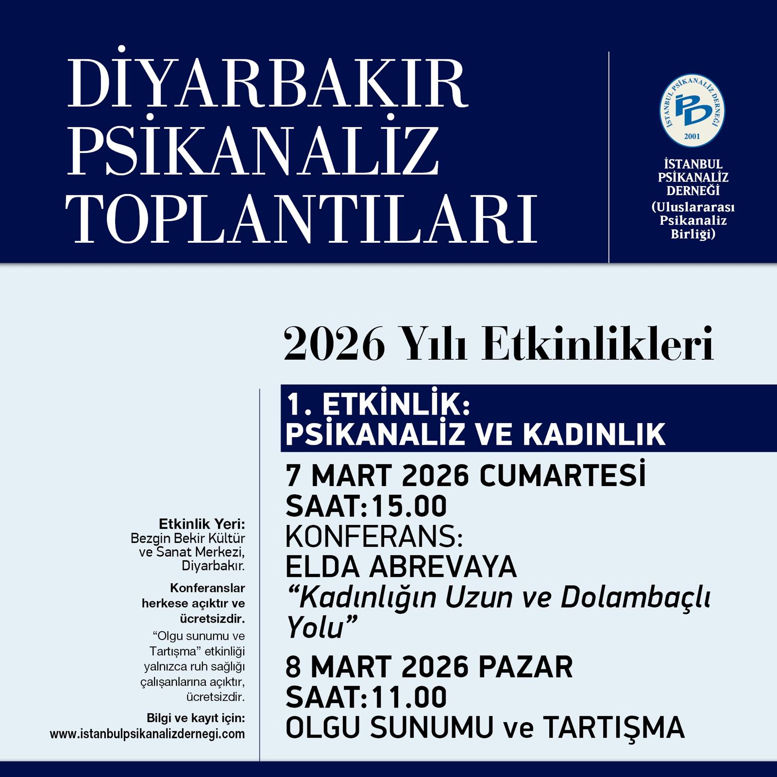 <p>2026 Yılı 1. Etkinlik : Psikanaliz ve Kadınlık</p>